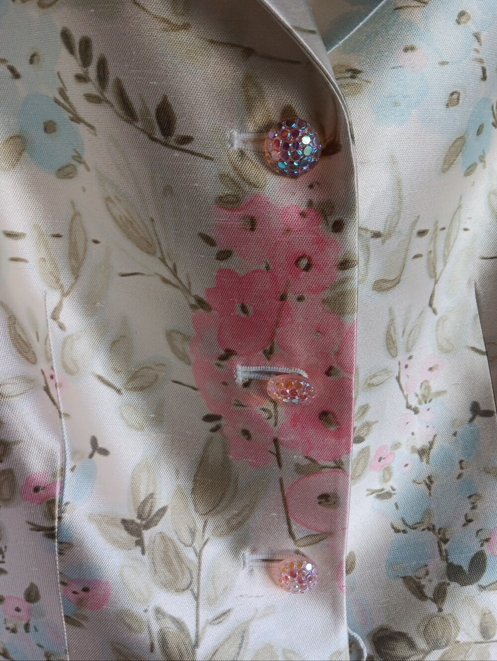 Vintage Rickie Freeman For Teri Jon 100% Silk Floral Jacket Skirt Set Size 6 - Picture 5 of 7
